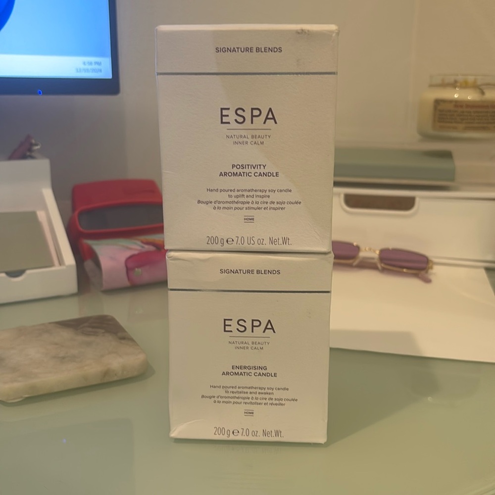 NIB Set of TWO ESPA Positivity and "'Energising" Aromatic Candles